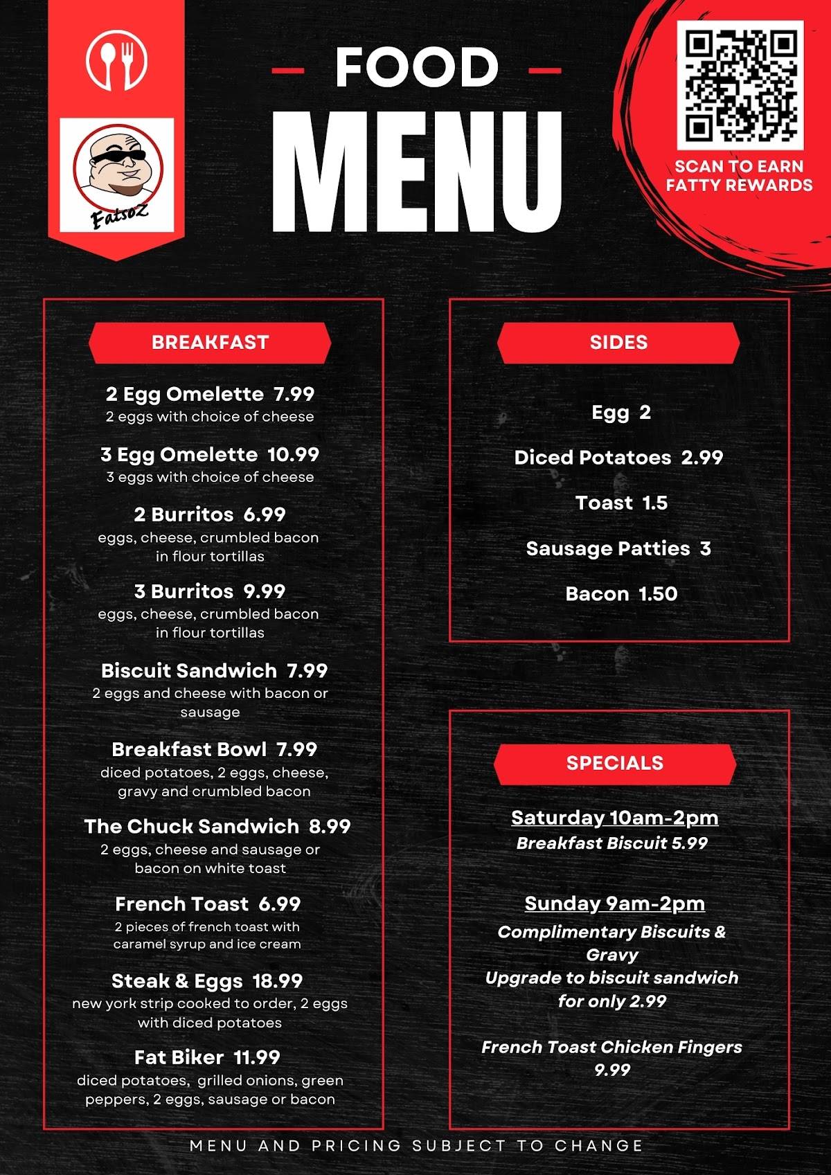 Fatsoz Bar & Grill меню