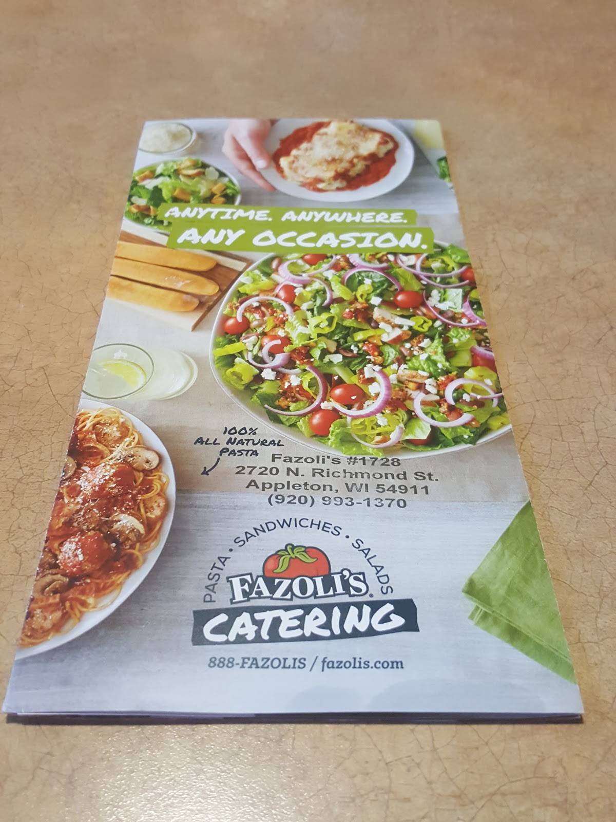 Fazoli's меню