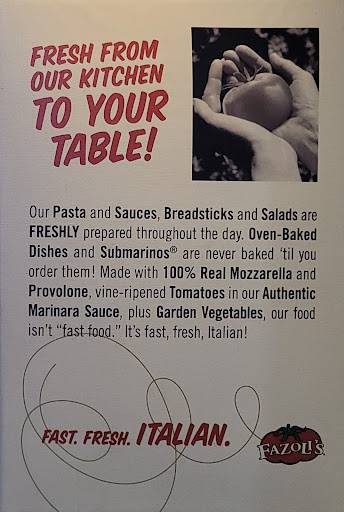 Fazoli's меню