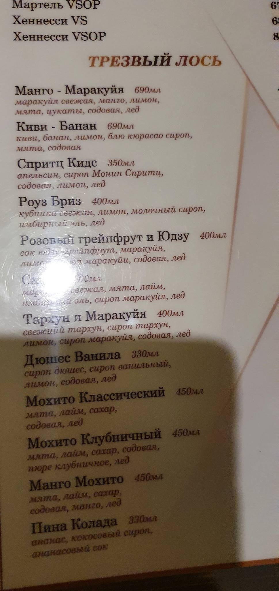Сытый Лось меню