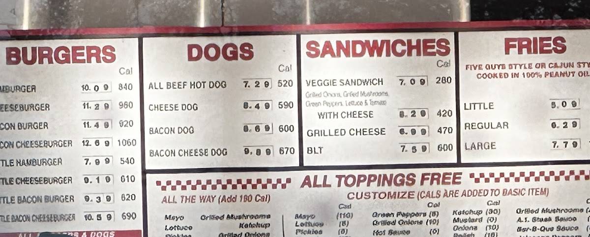 Five Guys меню