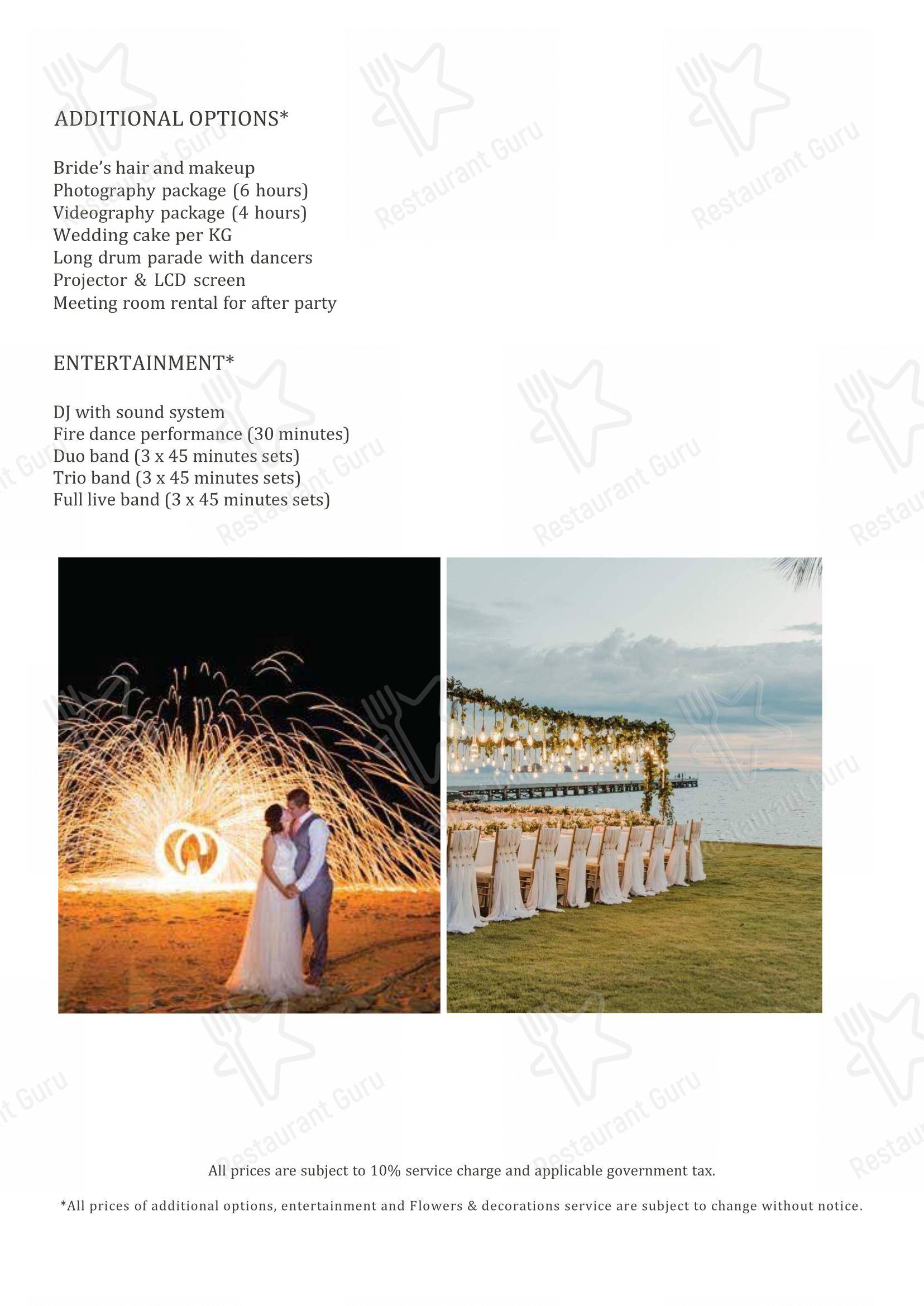Sunday Lunch Sample Menu ресторана Flames (InterContinental Koh Samui Resort) в Самуи