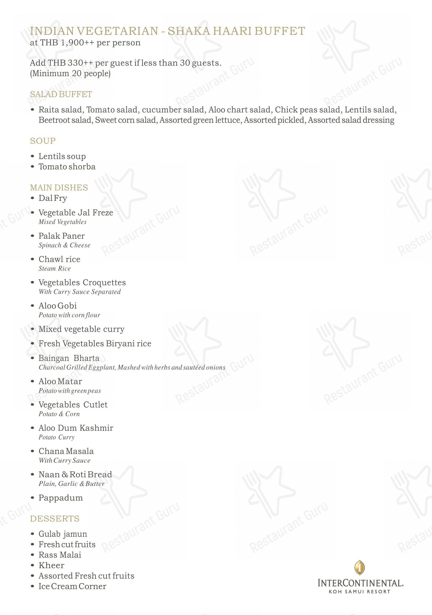 Grill menu ресторана Flames (InterContinental Koh Samui Resort)