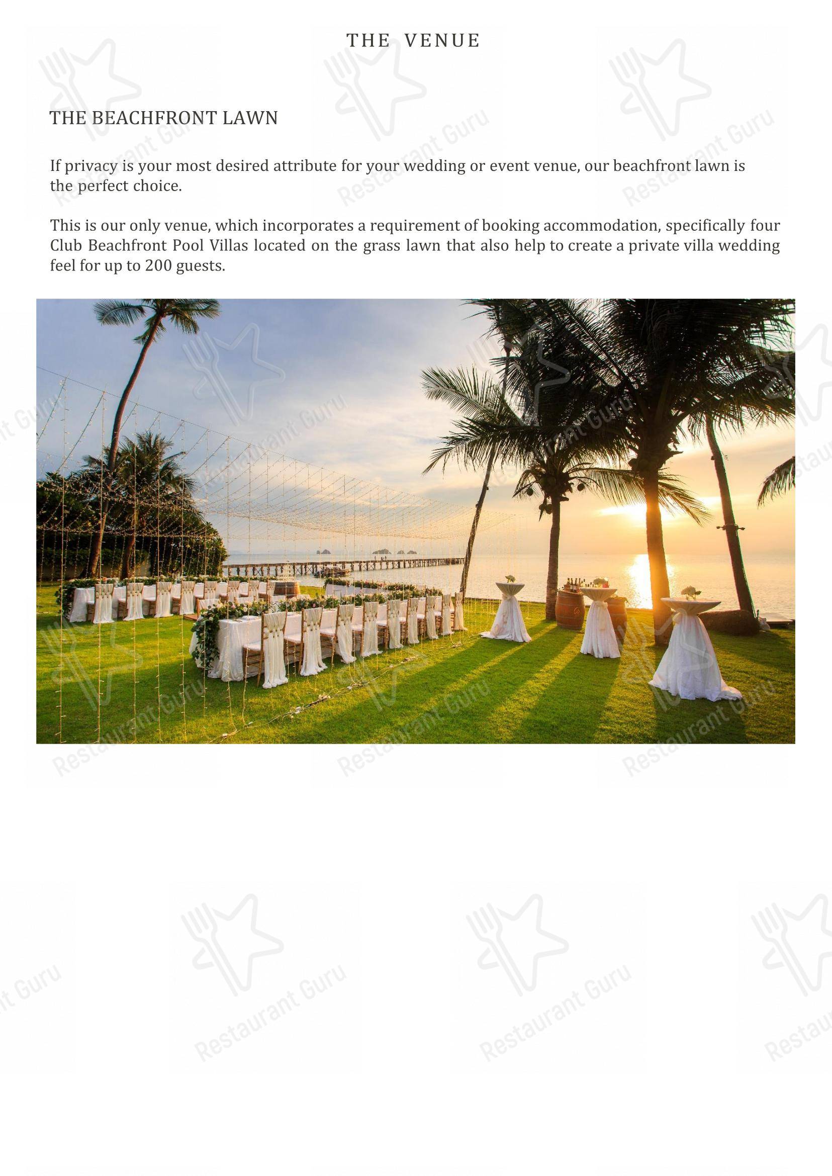 Sunday Lunch Sample Menu ресторана Flames (InterContinental Koh Samui Resort) в Самуи