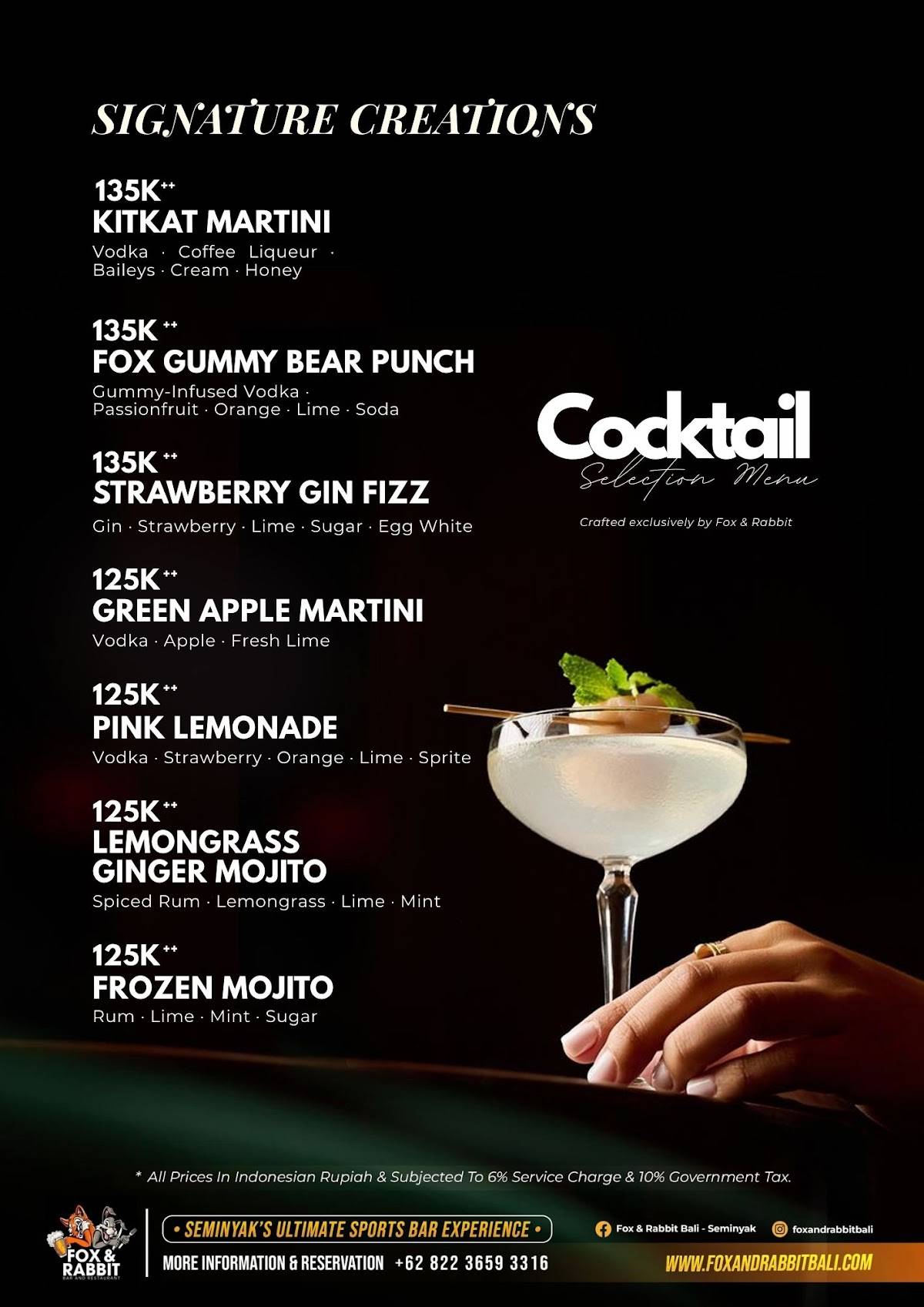 Fox & Rabbit Sports Bar and Restaurant меню