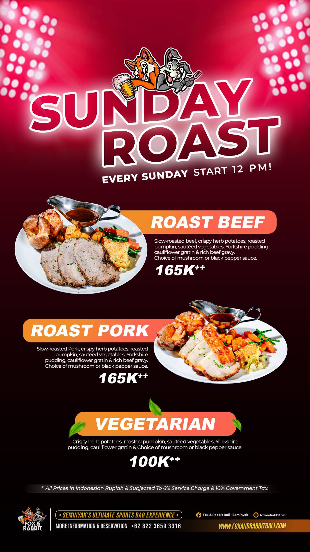 Fox & Rabbit Sports Bar and Restaurant меню