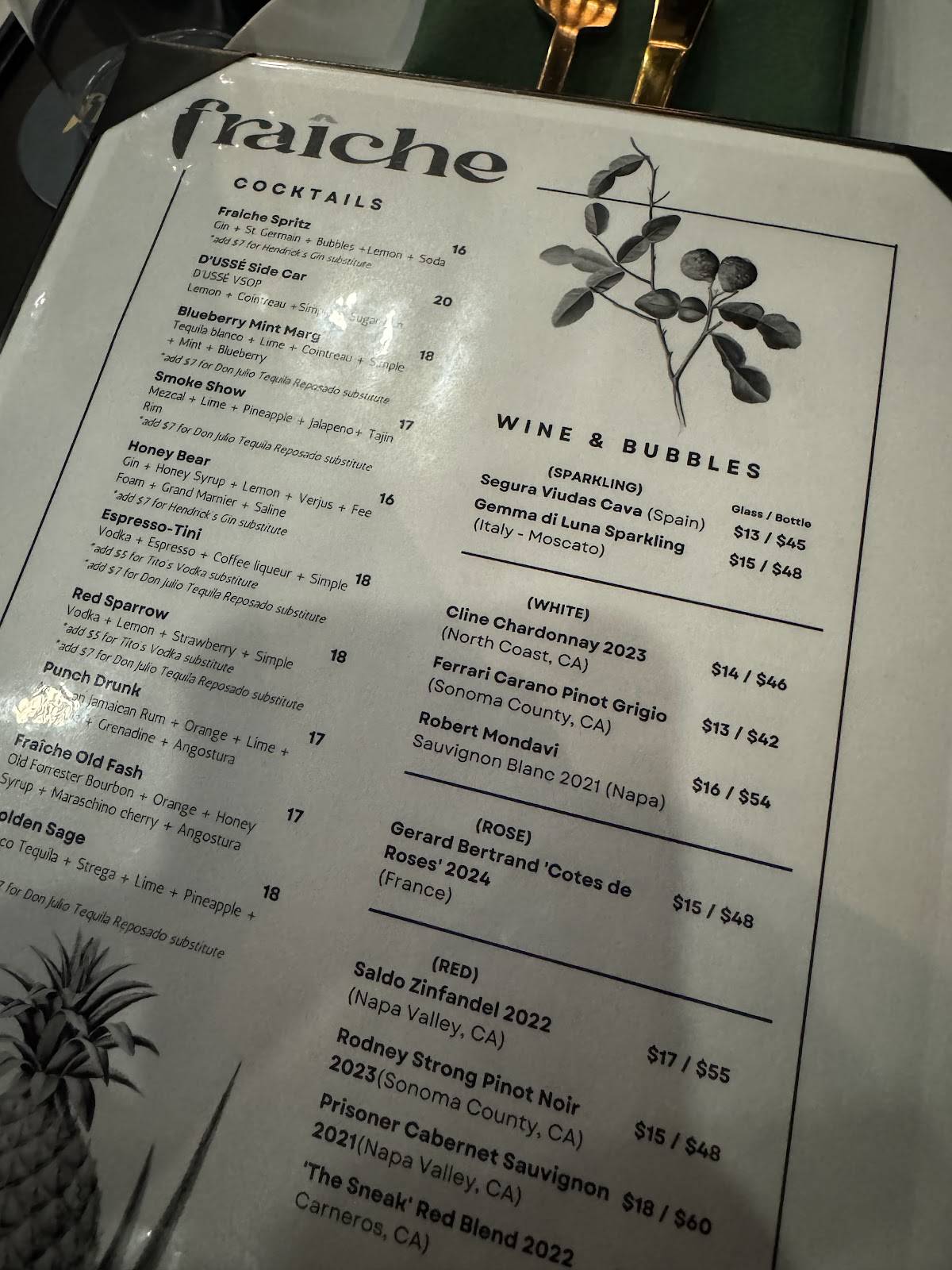 Fraiche меню