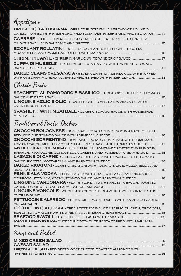 Francos Ristorante меню