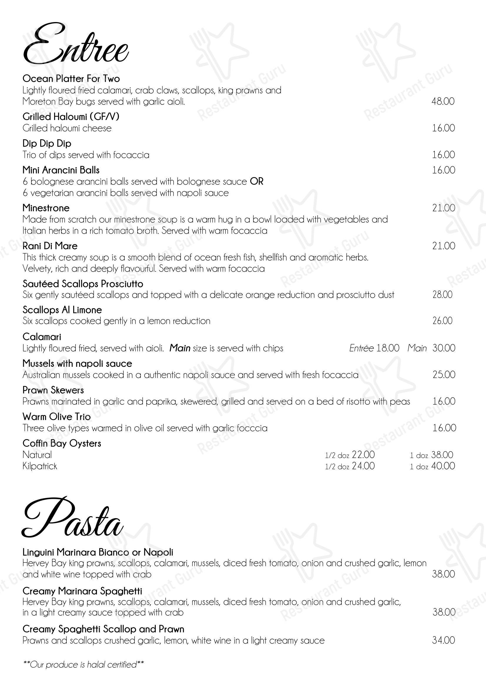 Меню напитков пиццерии Frank's Ristorante в Эссендоне Север