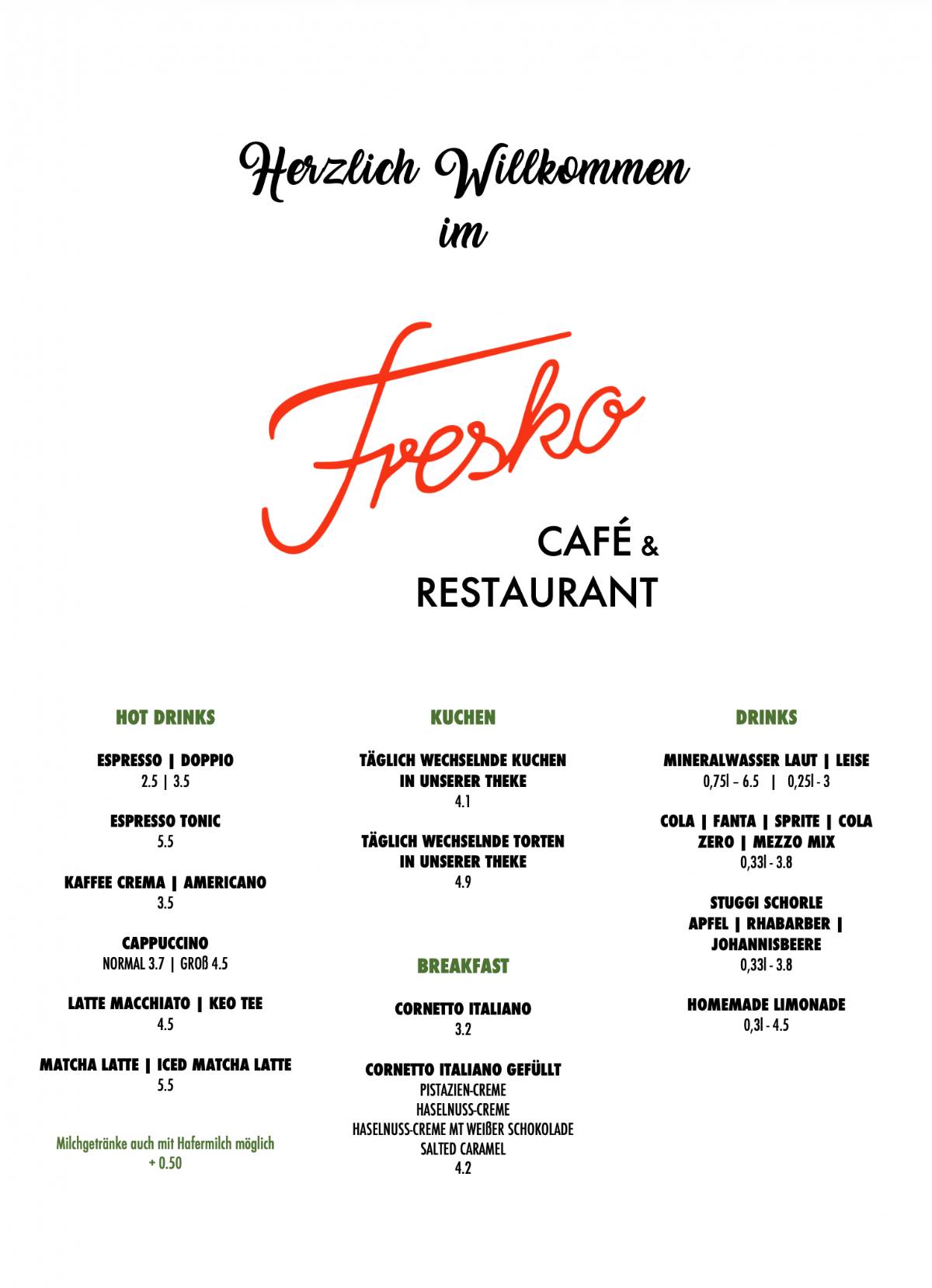 Fresko - Café & Restaurant меню