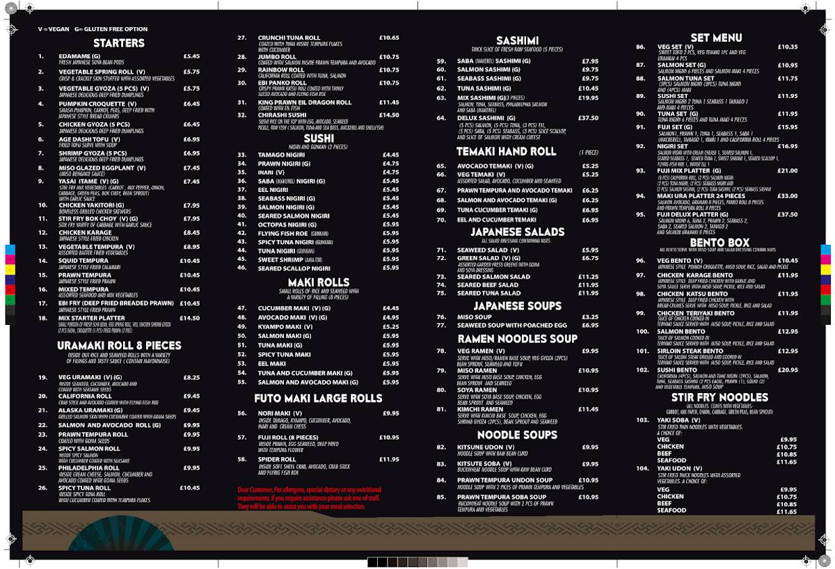 Fuji Japanese Restaurant меню