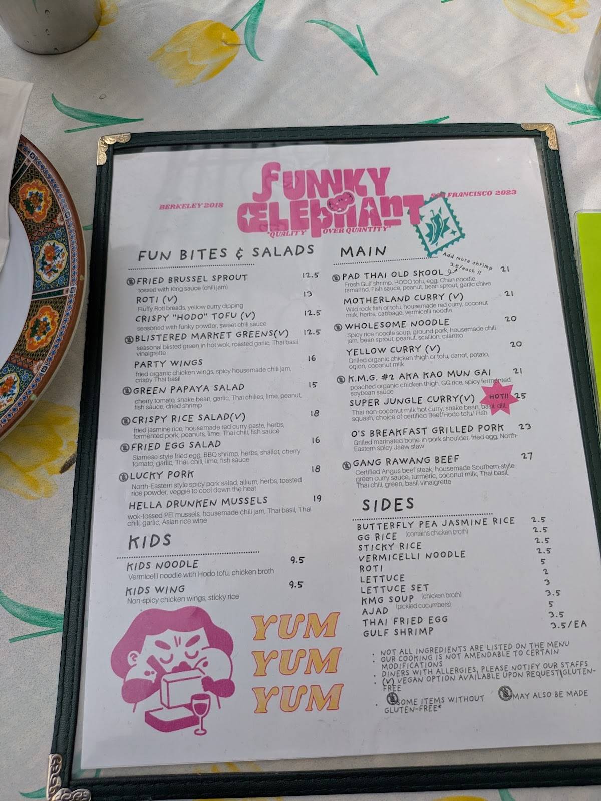 Funky Elephant Berkeley меню