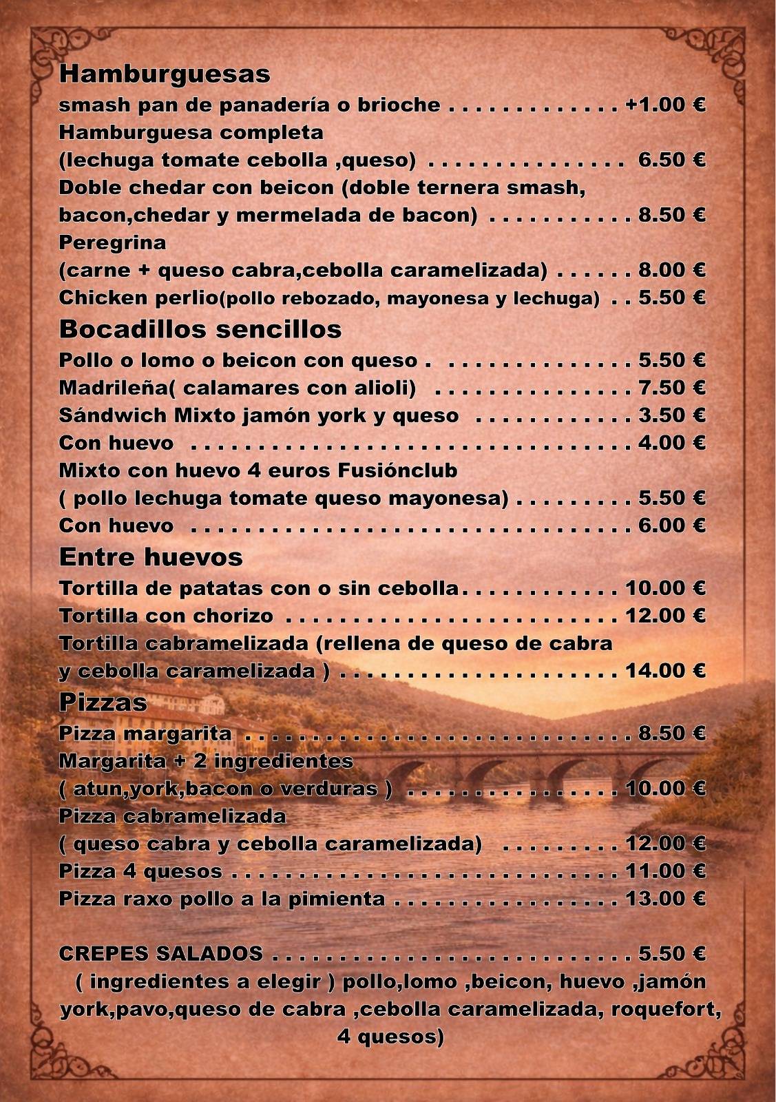 Fussion cafe by la gorda меню