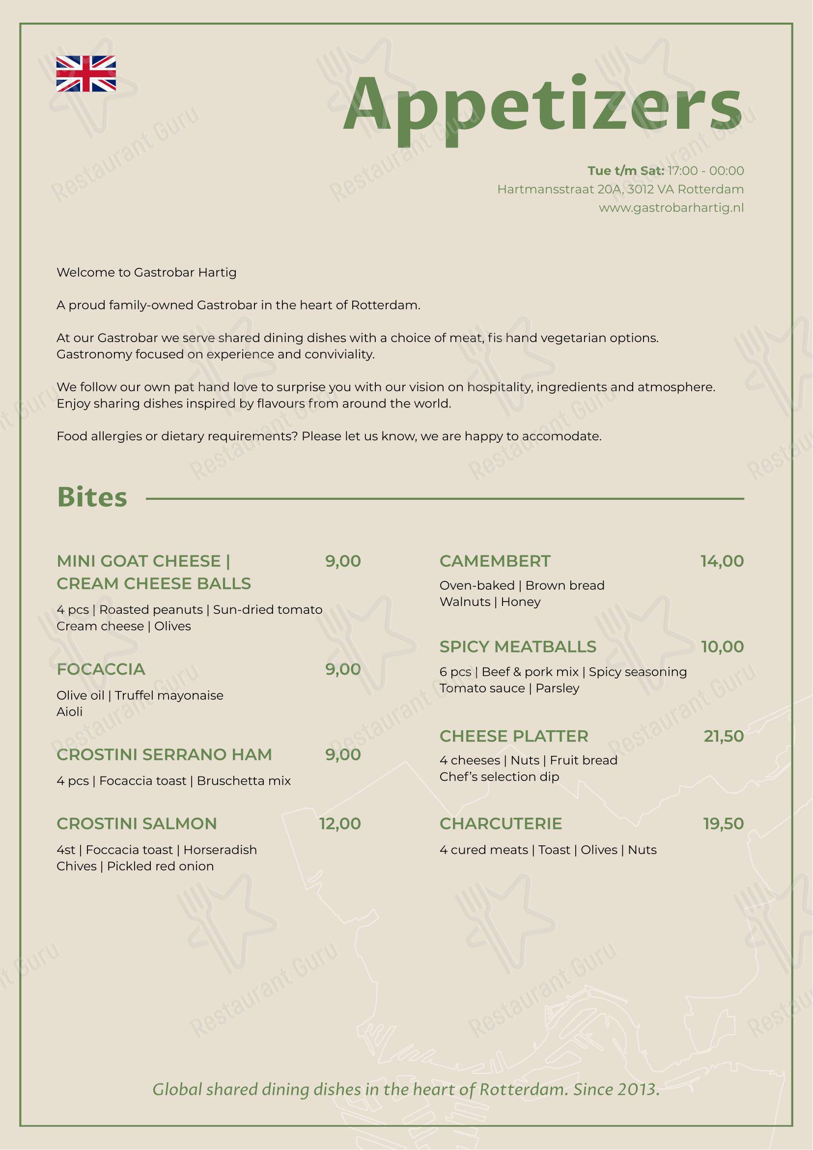 Gastrobar Hartig - Restaurant Rotterdam в Роттердаме - Ночное меню
