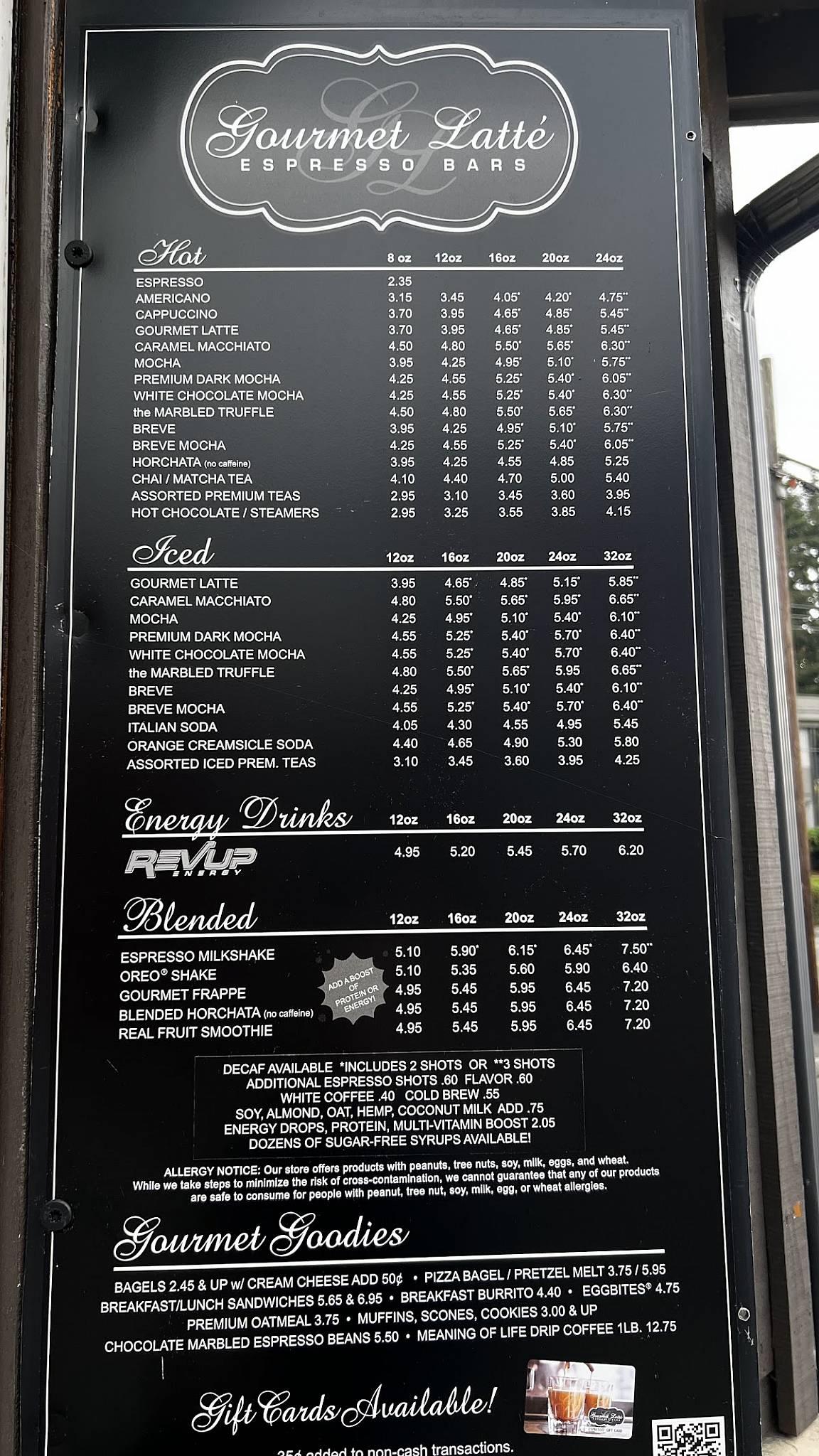Gourmet Latte #7 меню