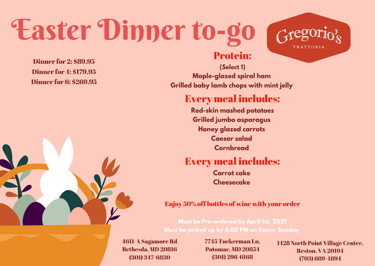 Gregorio's Trattoria меню