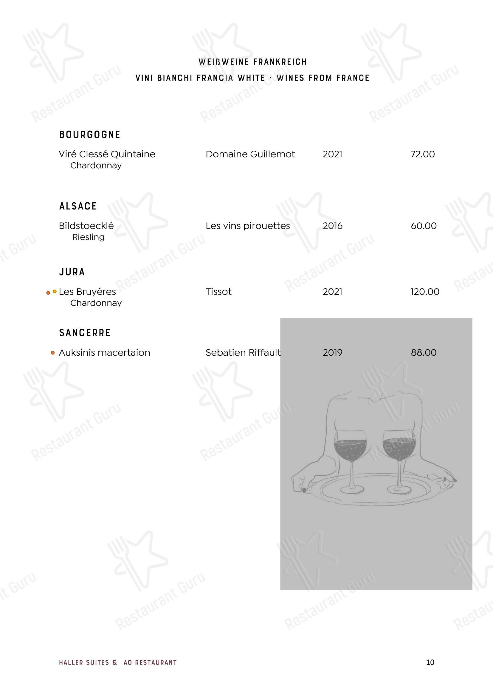 Меню паба и бара byHaller Suites & AO Restaurant - Lunch Menu