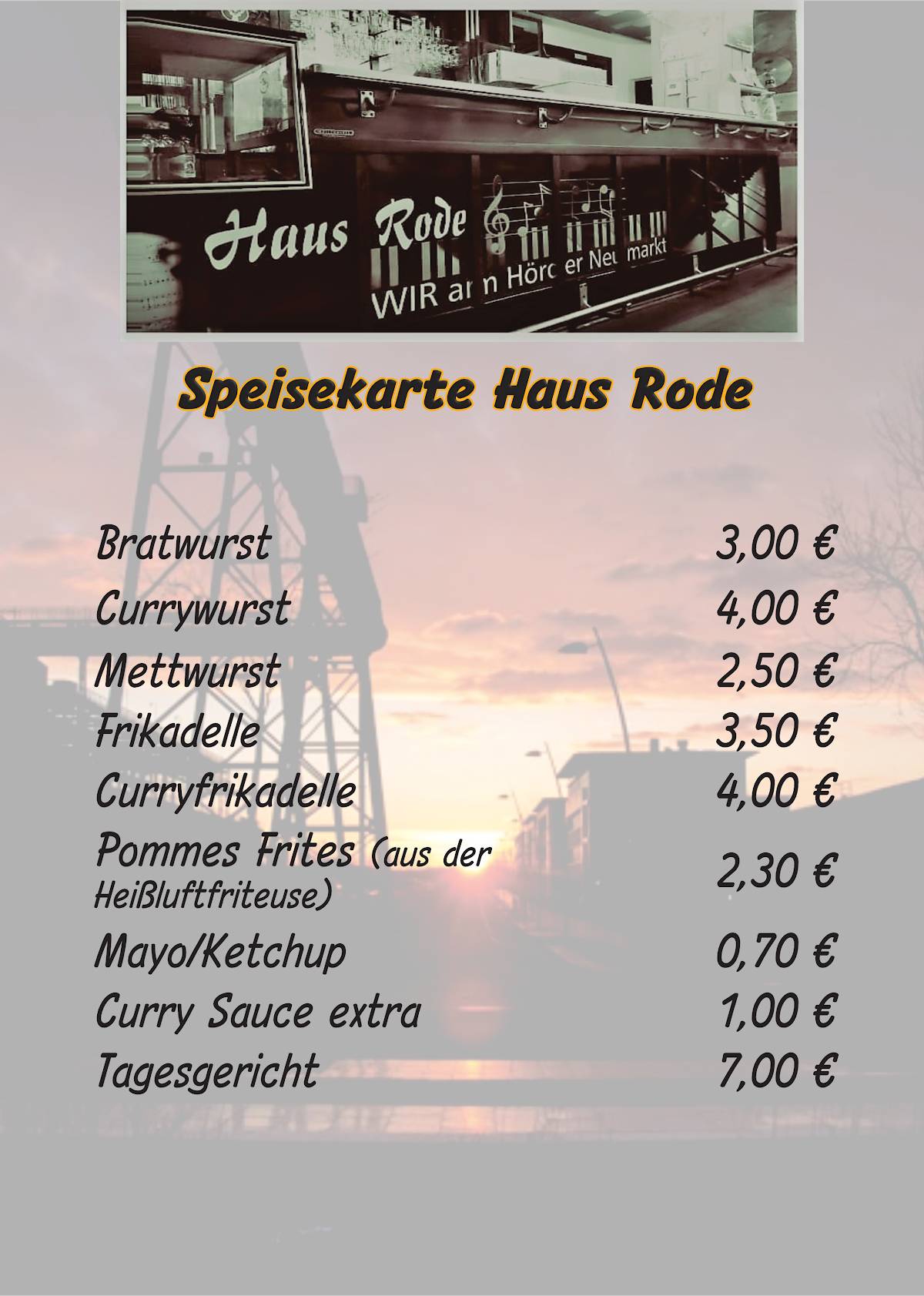 Haus Rode меню