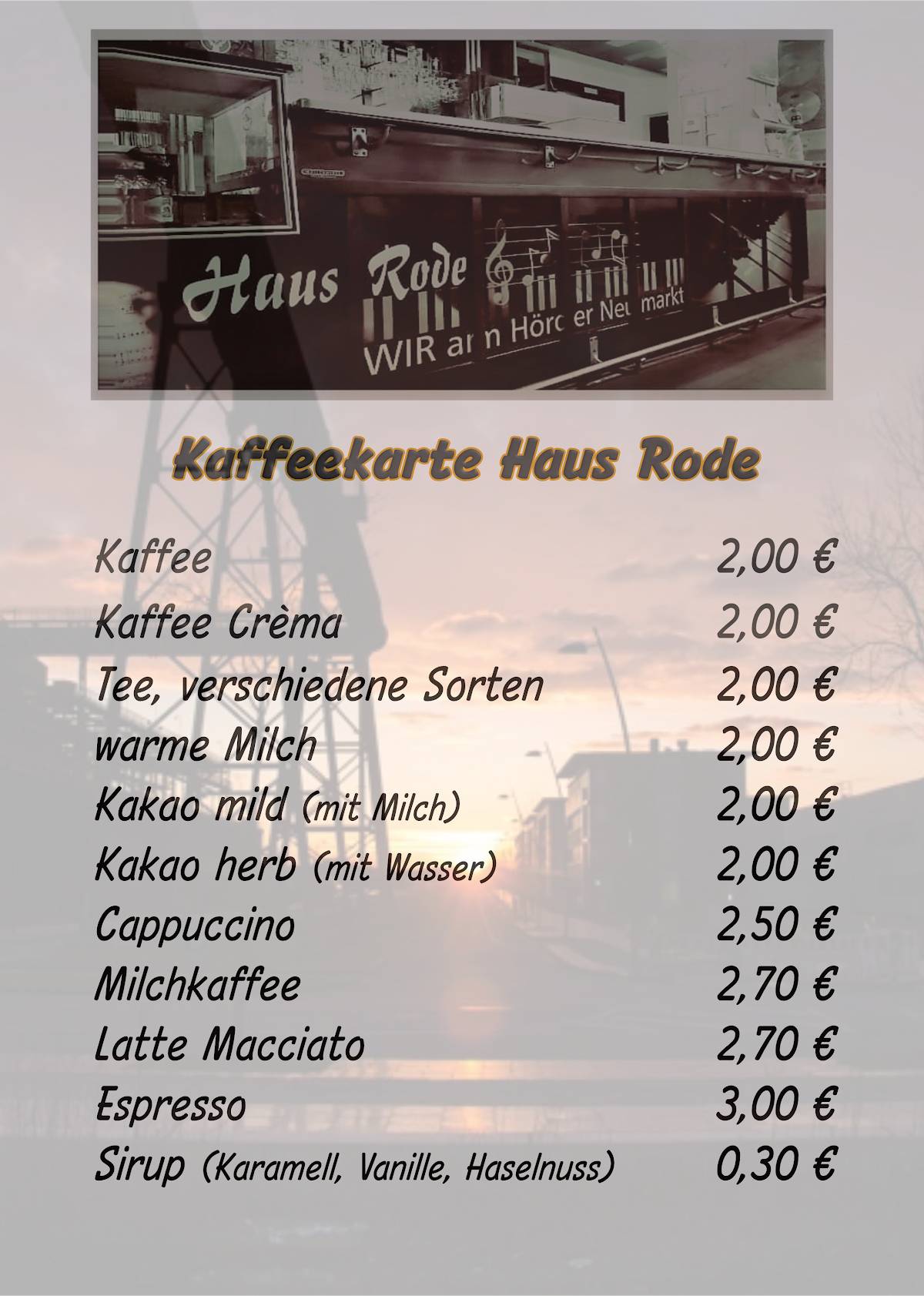 Haus Rode меню