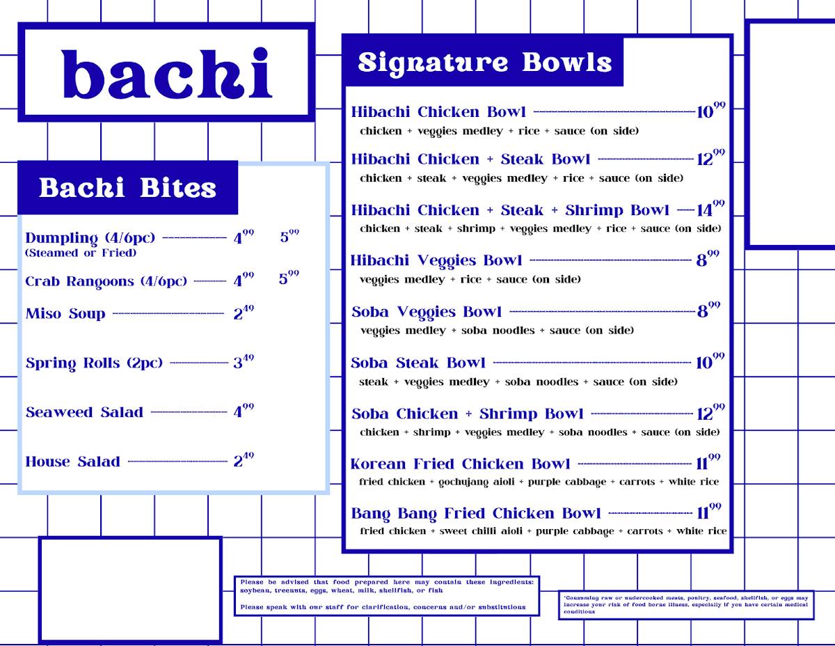 Hibachi Blue Japanese Fusion Restaurant меню