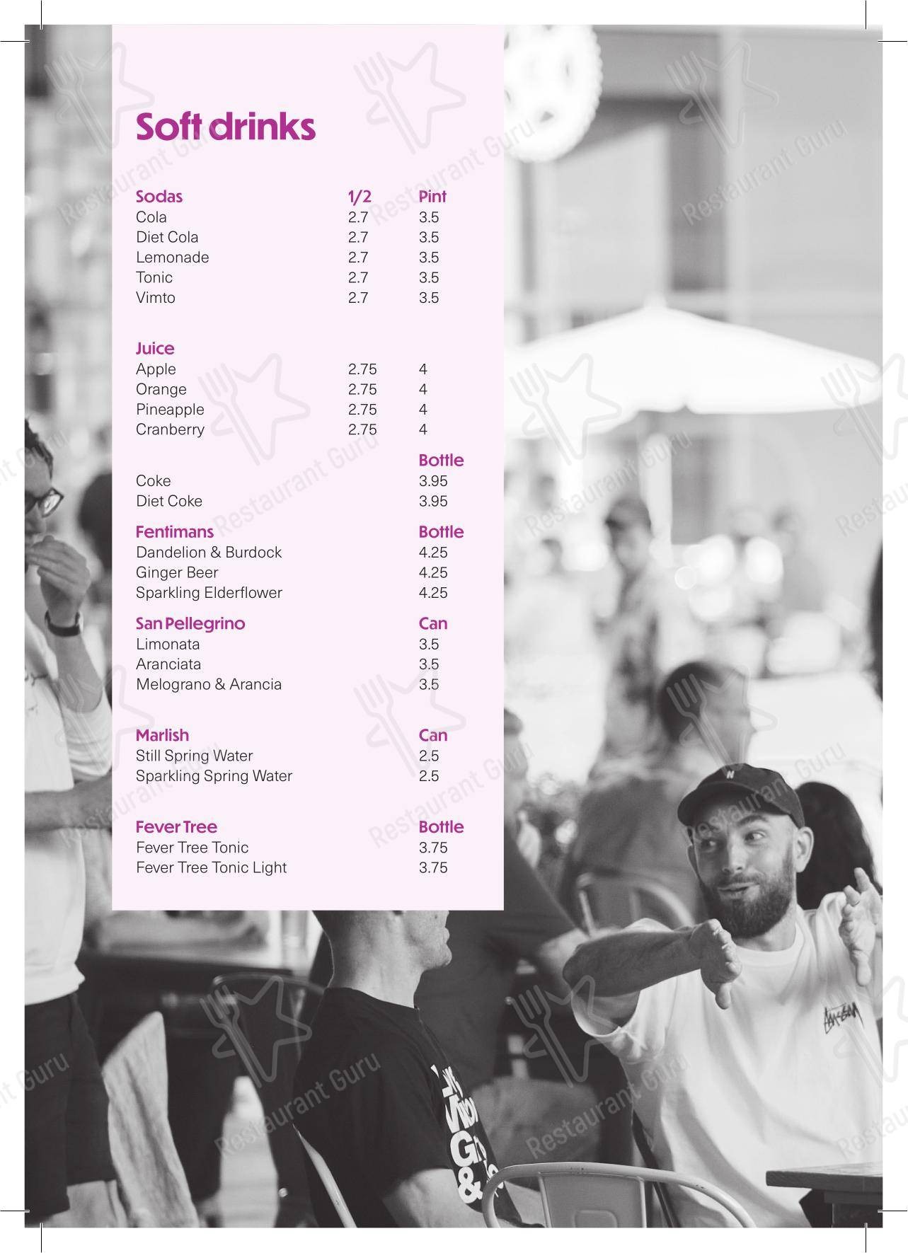 Меню напитков ресторана Home Bar & Kitchen в Манчестере
