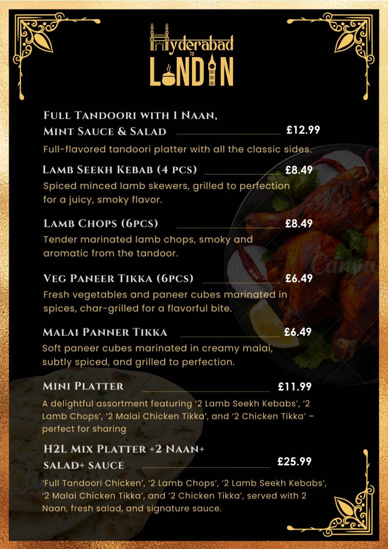 Hyderabad to London – Authentic Hyderabadi Cuisine меню