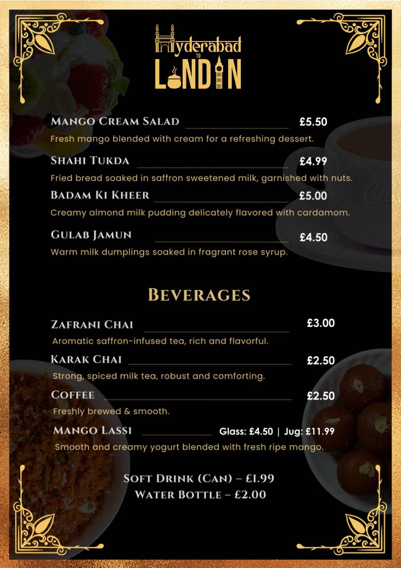 Hyderabad to London – Authentic Hyderabadi Cuisine меню