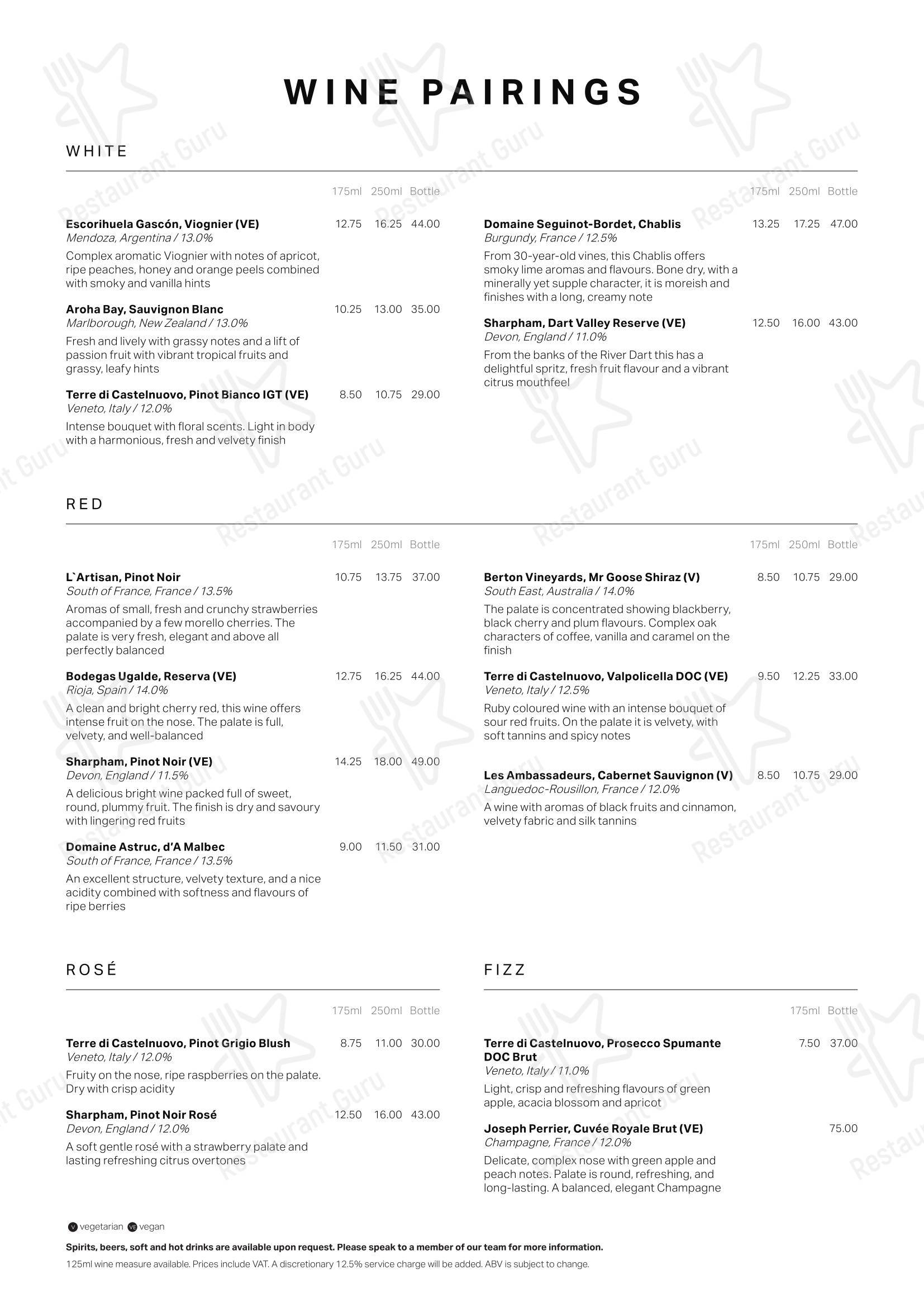 Основное меню ресторана ISCA Restaurant and Bar в Эксетере