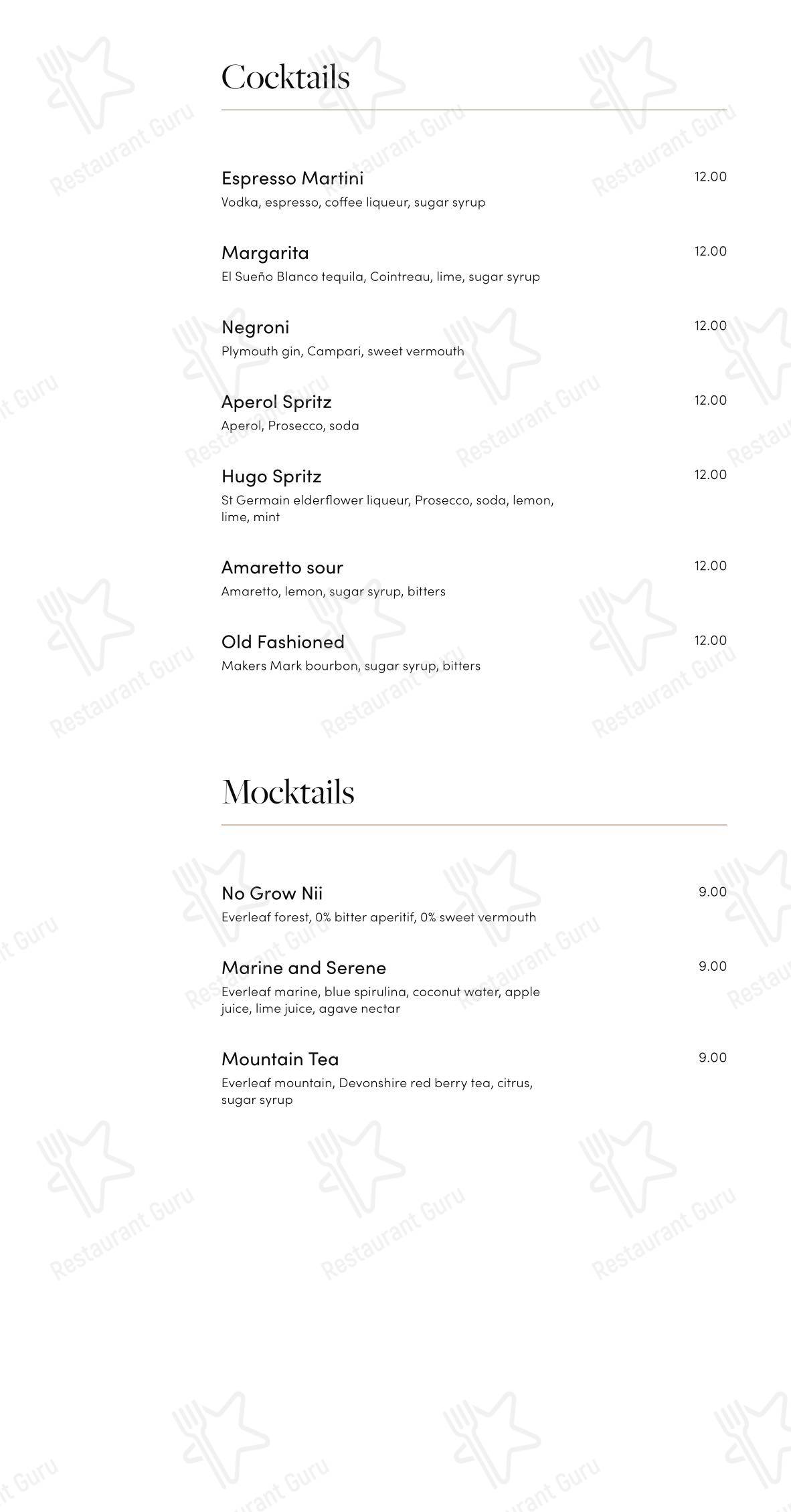 菜单 ресторана ISCA Restaurant and Bar в Эксетере
