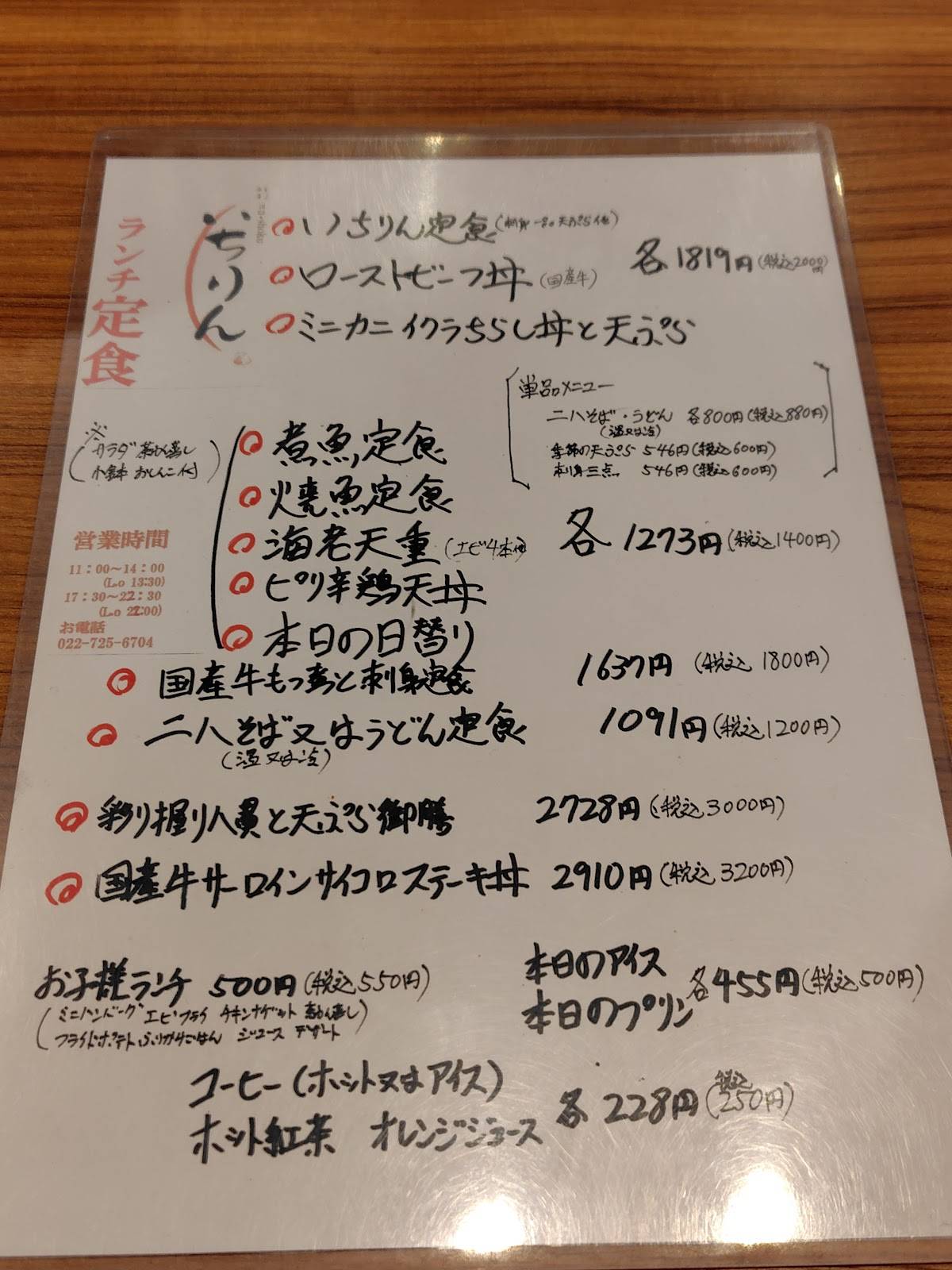 Ichirin меню