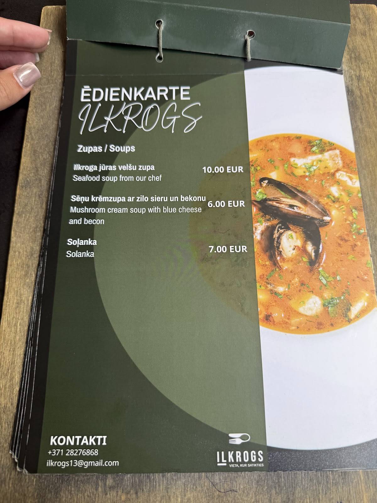 Ilkrogs меню