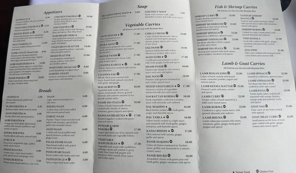 Incredible India Restaurant меню