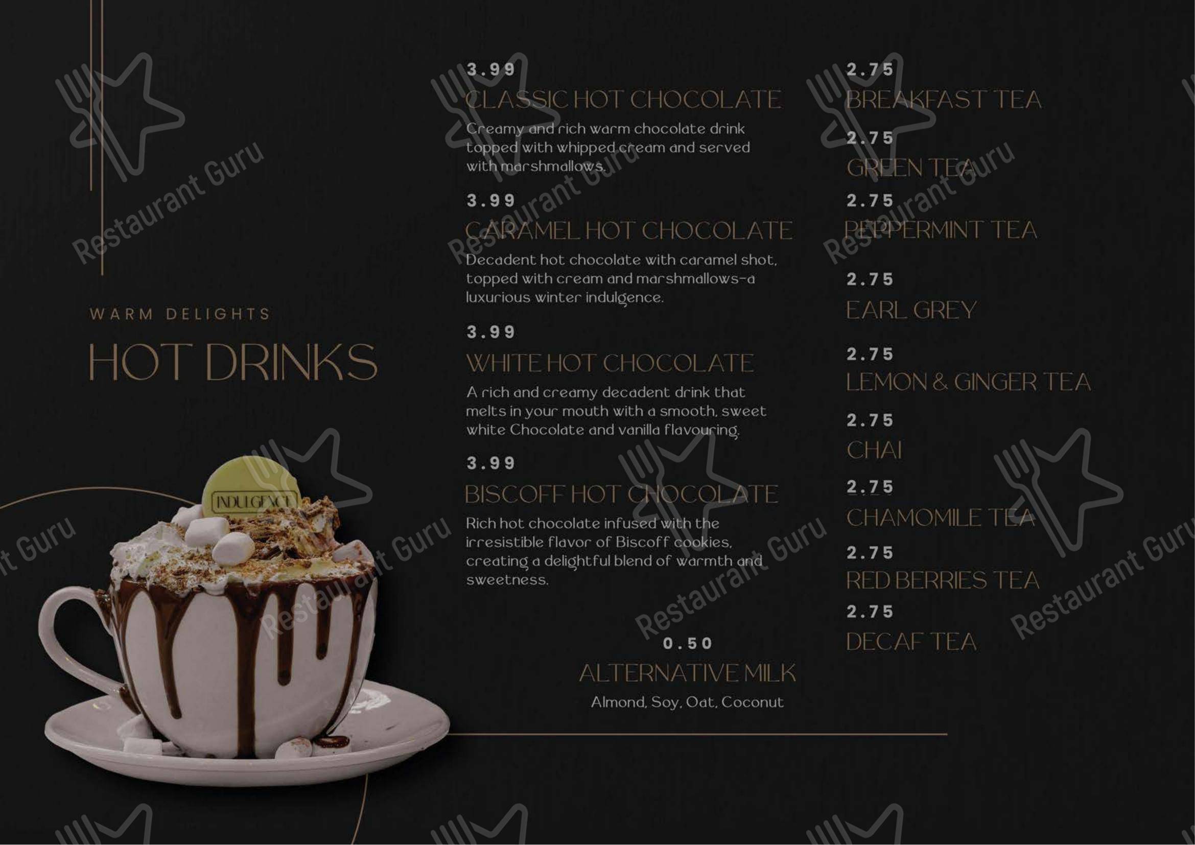 Indulgence в Мейдстоне - Меню напитков