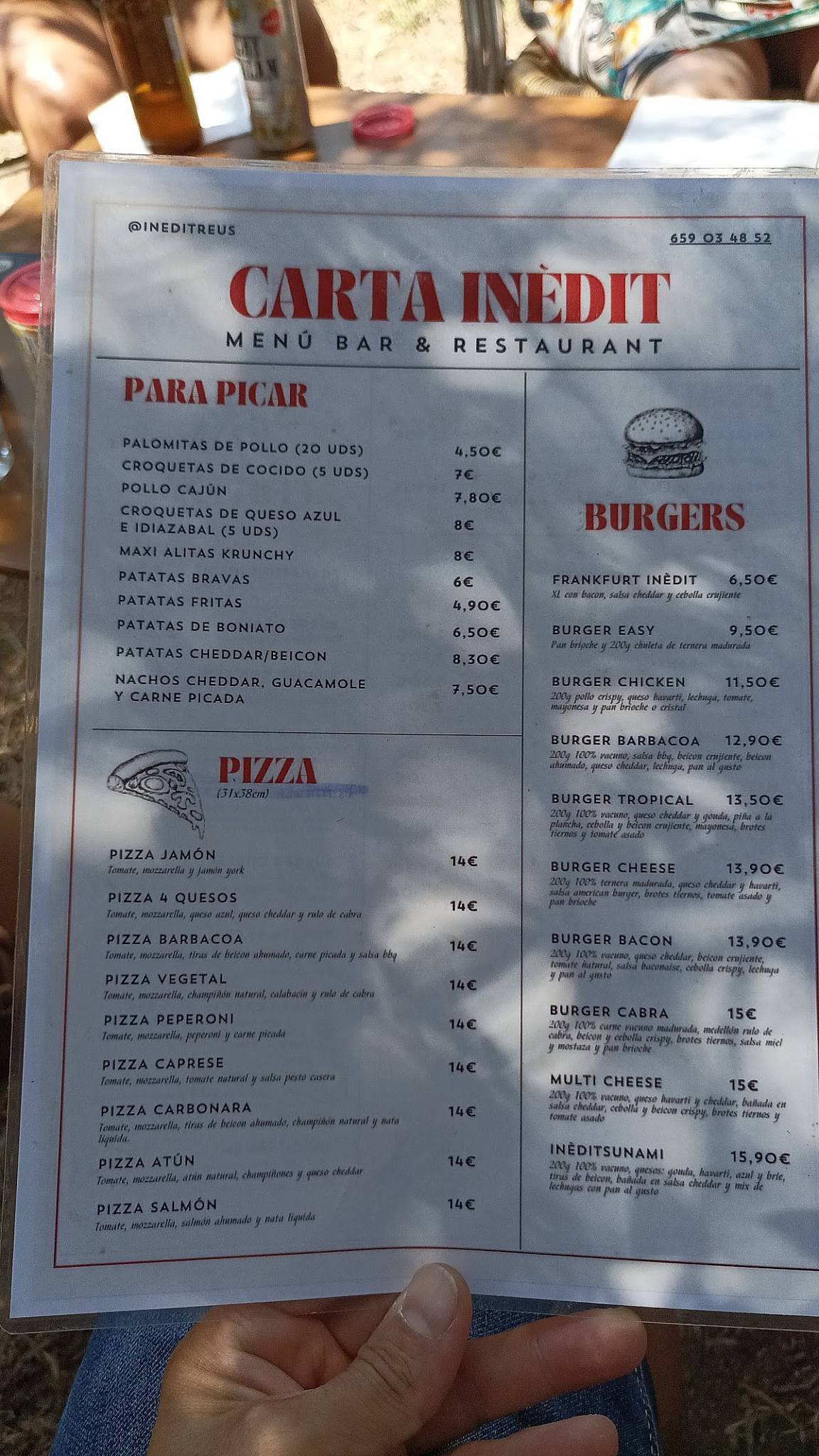 Inèdit Reus меню
