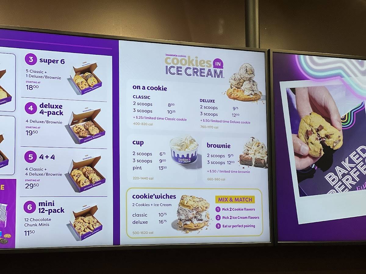 Insomnia Cookies меню