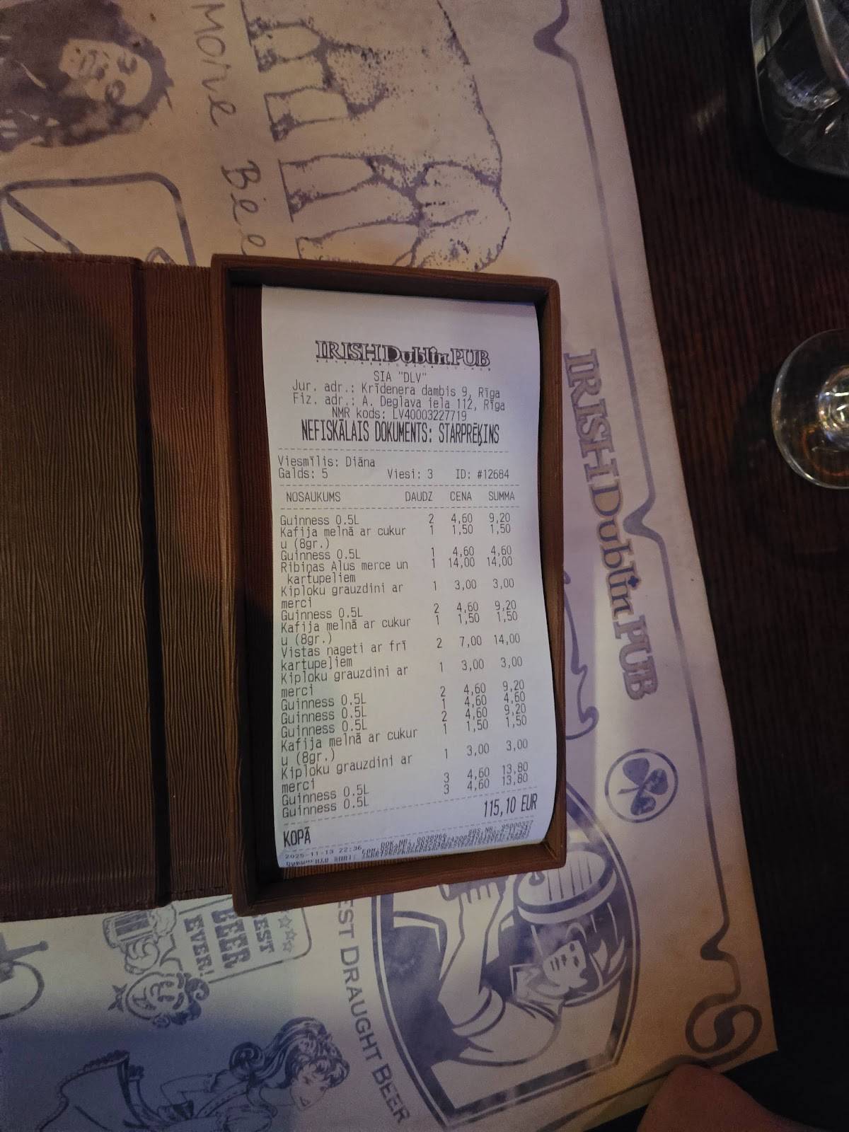 Irish Dublin Pub меню