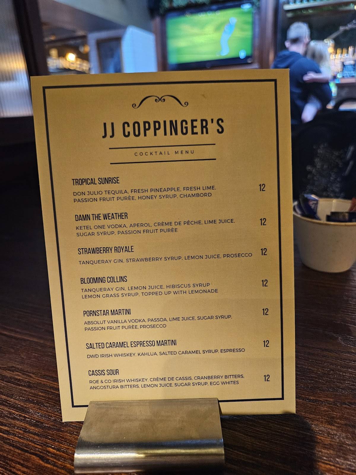 JJ Coppinger's меню