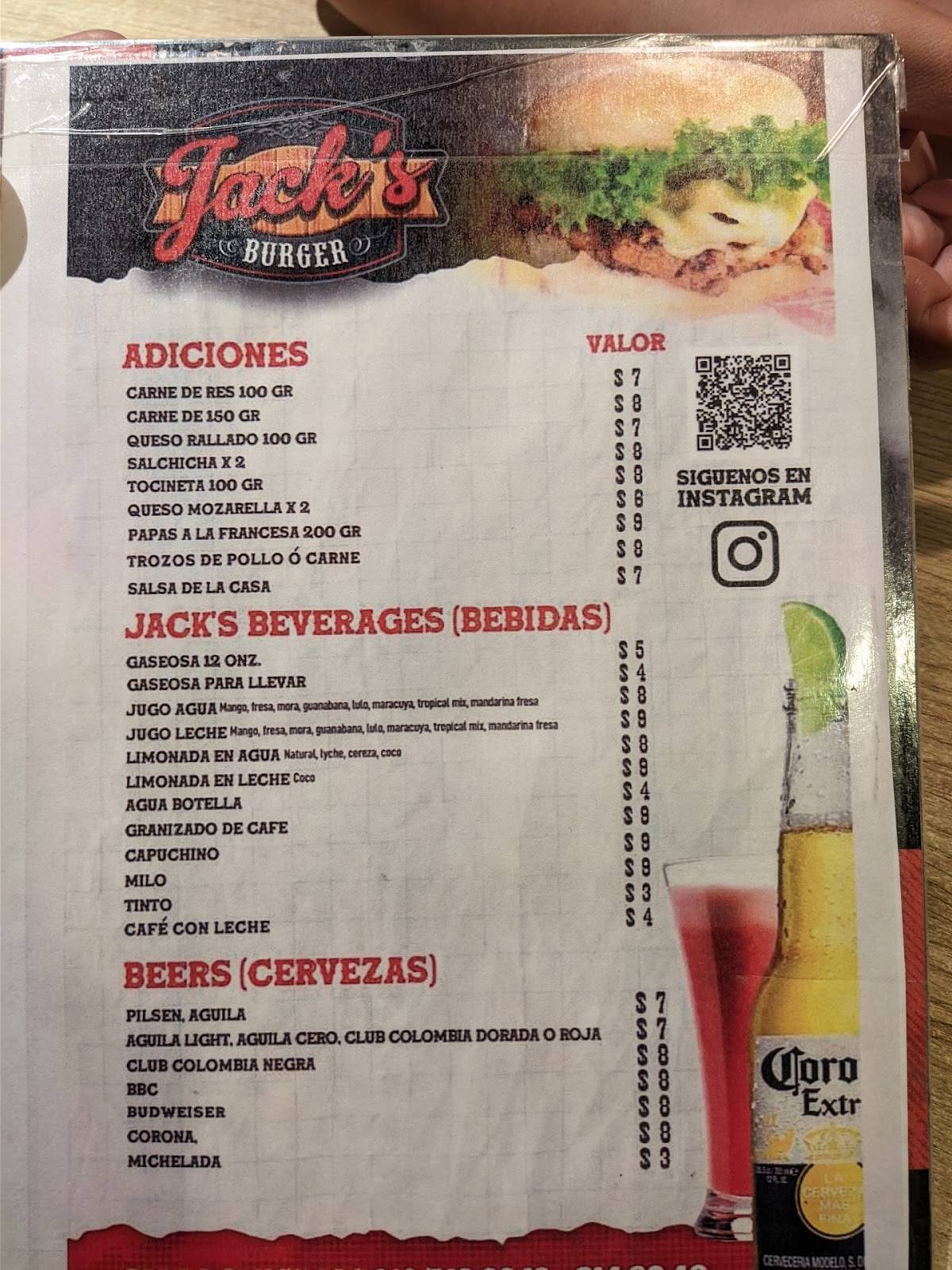 Jack's BURGER меню