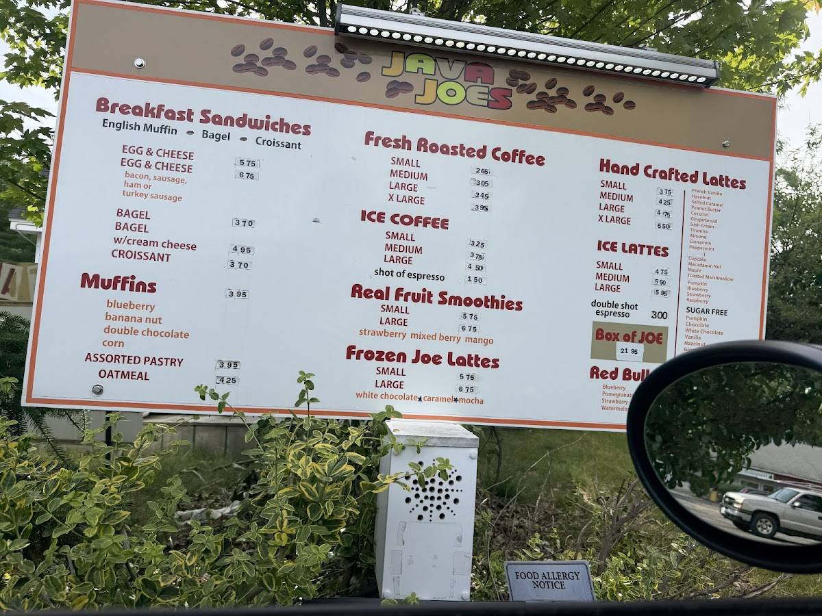 Java Joe's меню