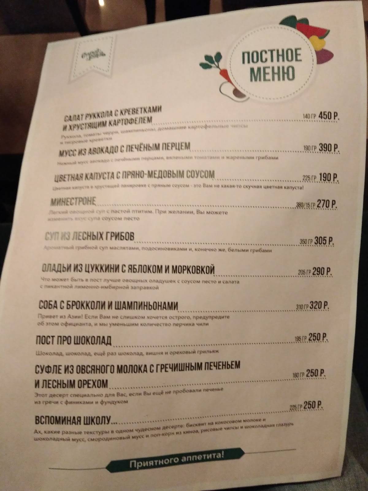 Джаз-кафе «Старый рояль» меню