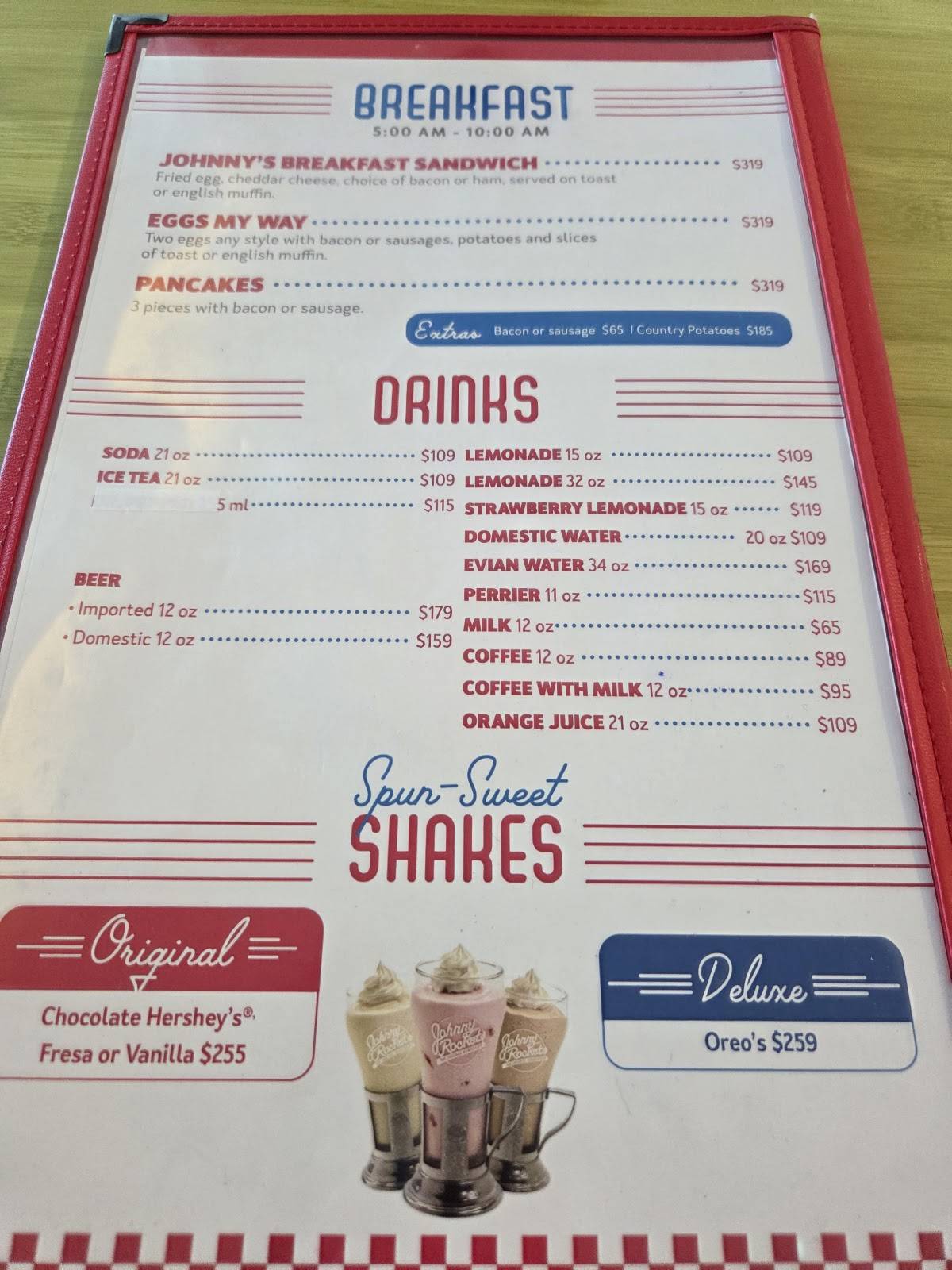 Johnny Rockets меню