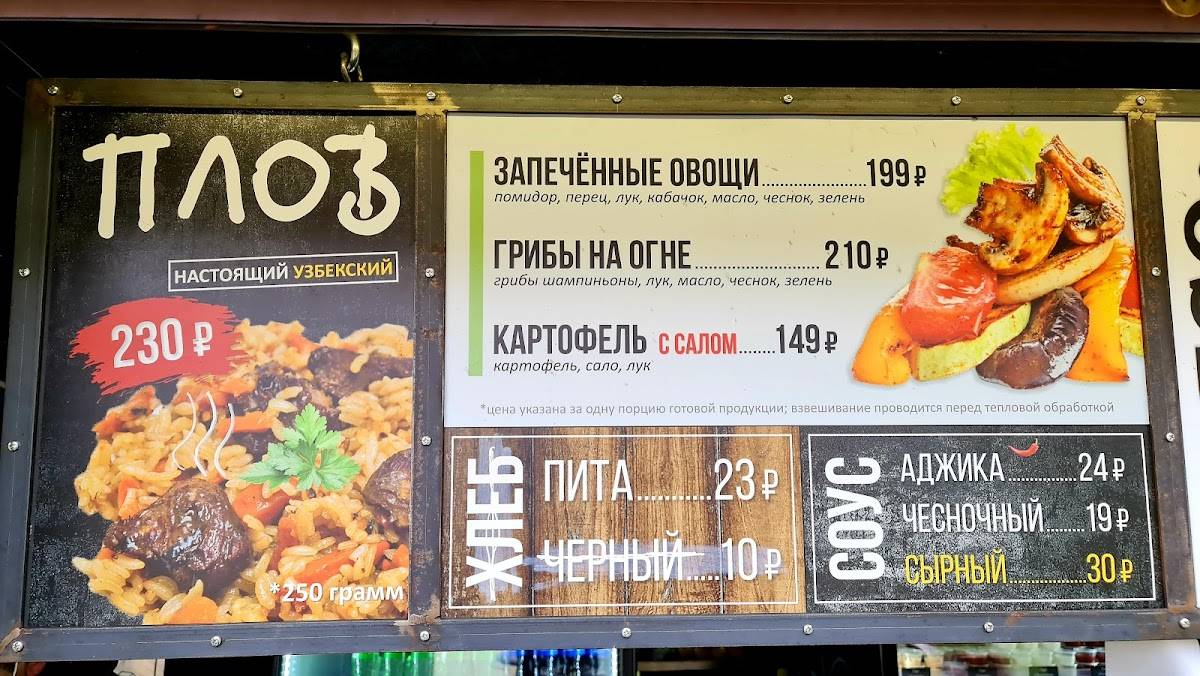 Кафе меню