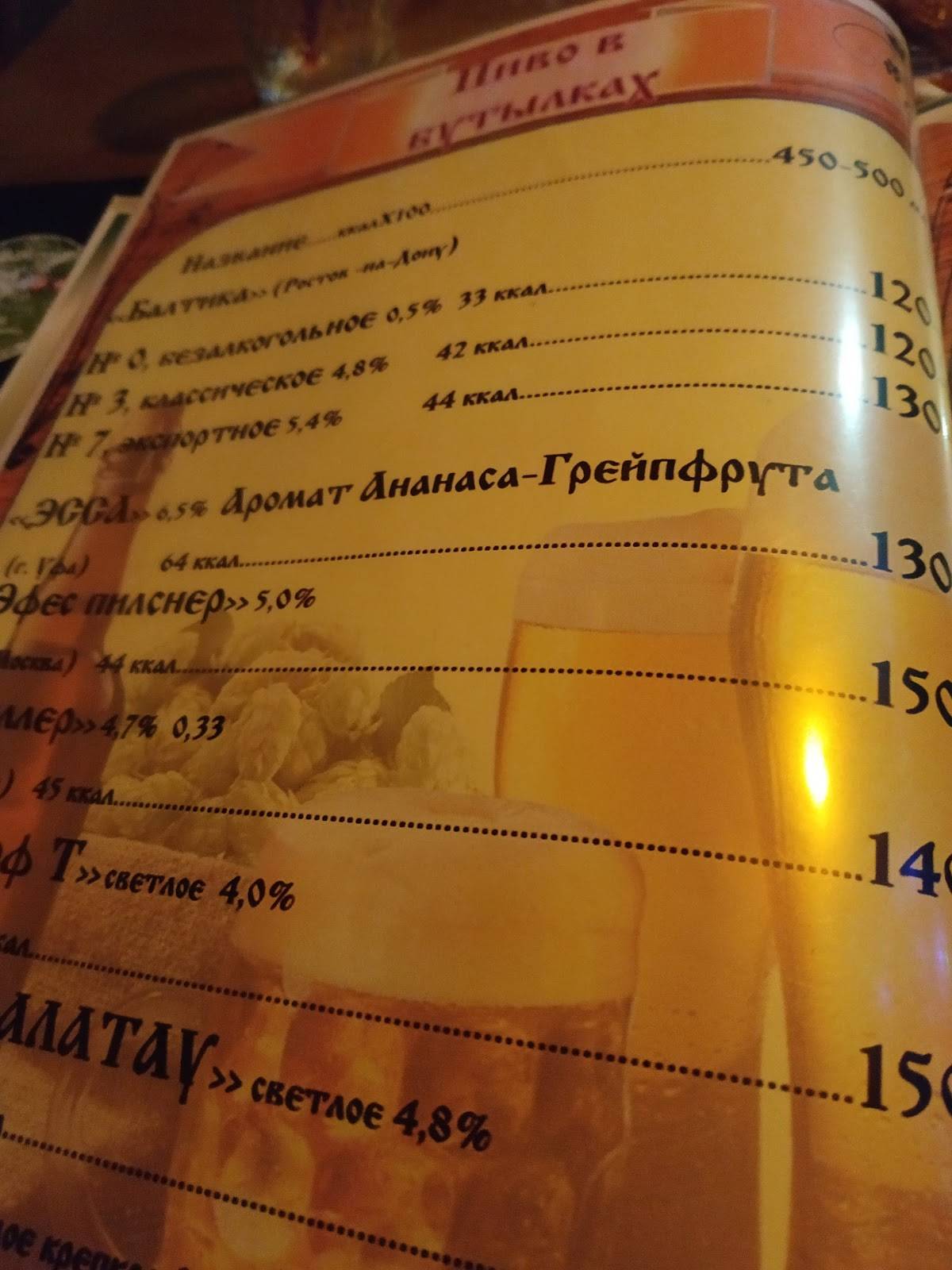 Калинка меню