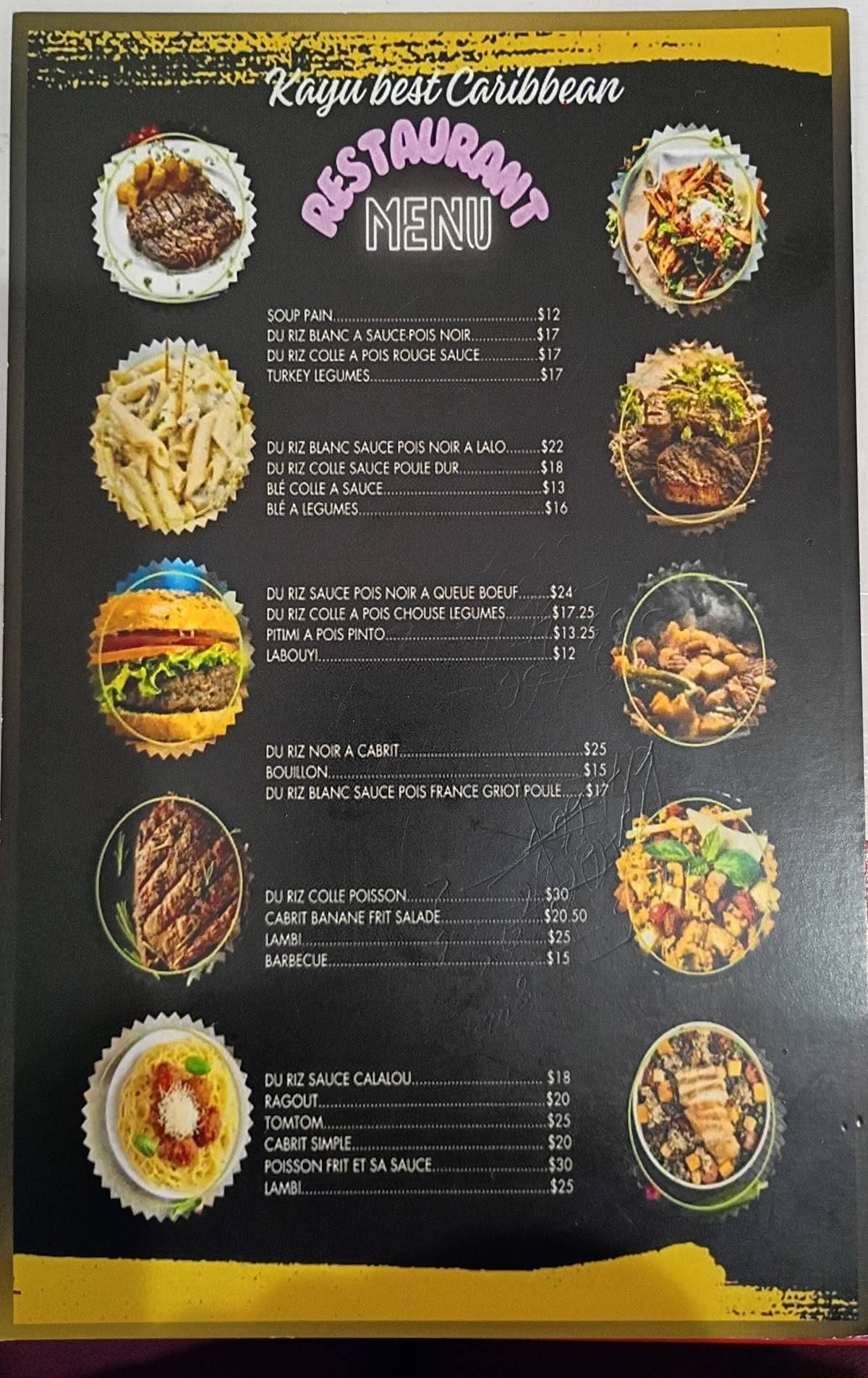 Kayu Best Caribbean Restaurant меню