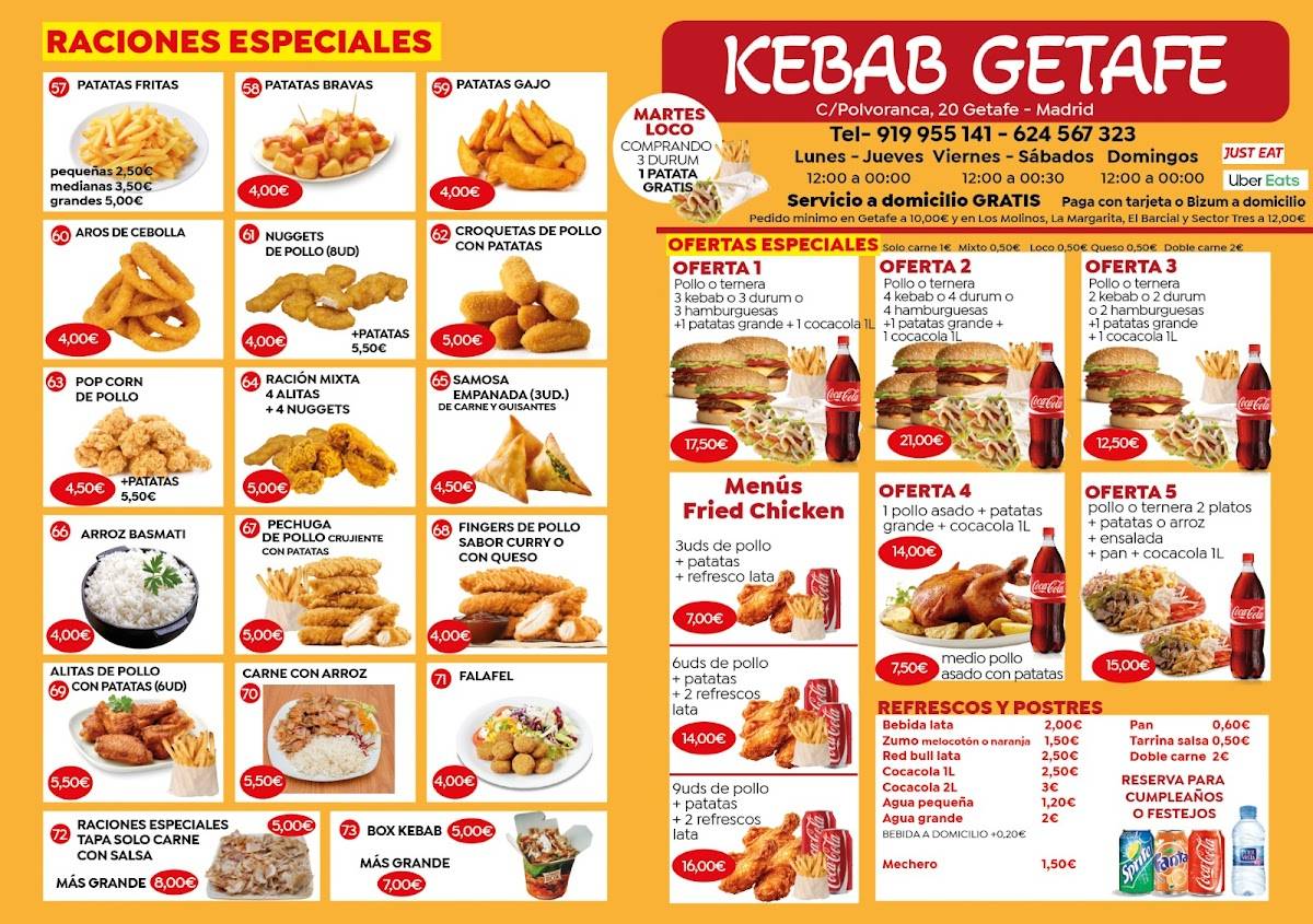 Kebab Getafe меню