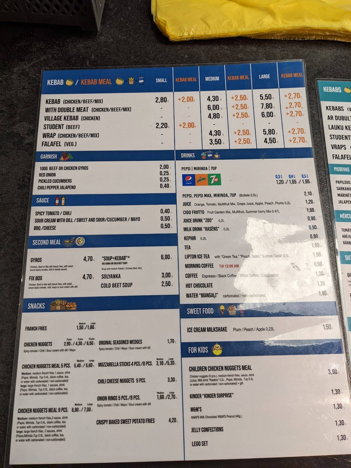 Kebabs Fix меню