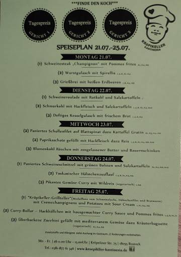 Kröpikeller Kantineria меню