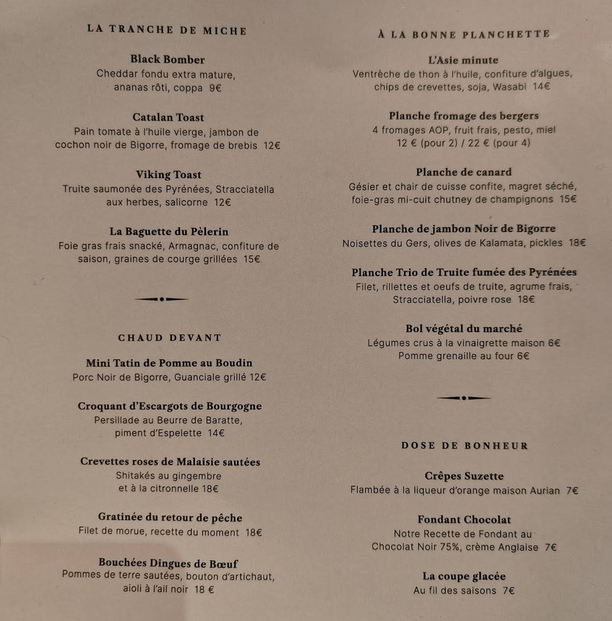 L' APÉRO меню