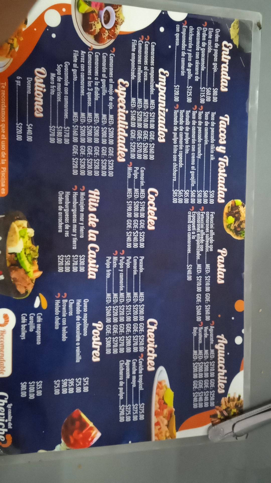 LA CASITA DEL CHEVICHE DORADA меню