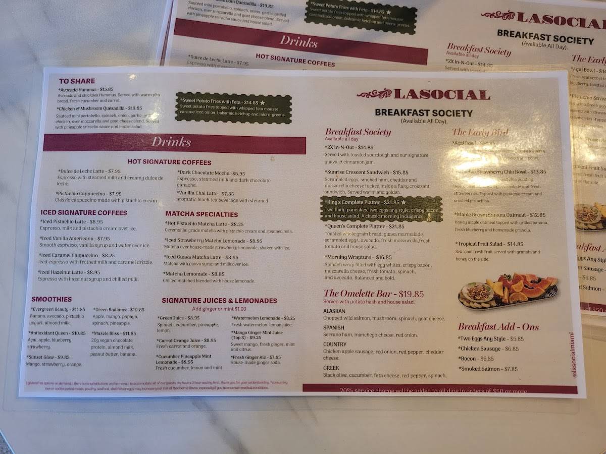LASOCIAL - BRUNCH & CAFE меню
